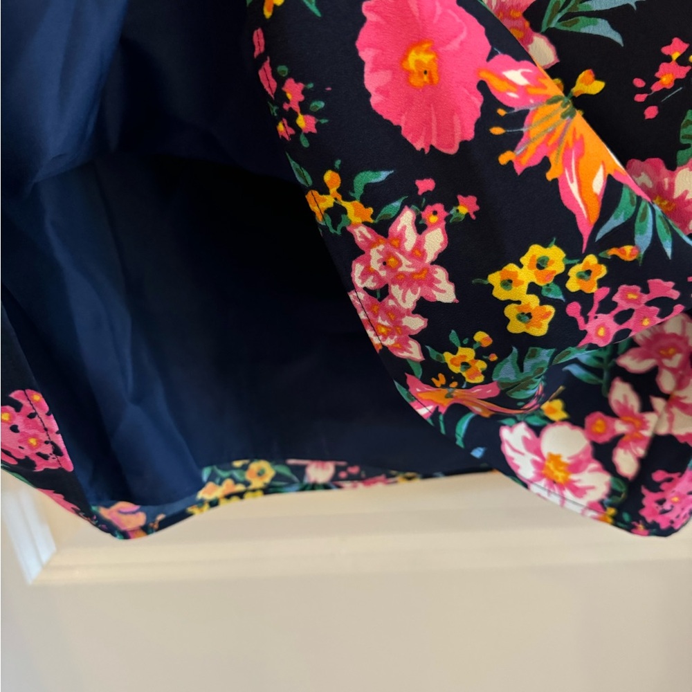 J. Crew Factory Floral Sleeveless Blouse - Navy and Pink - Picture 5 of 5